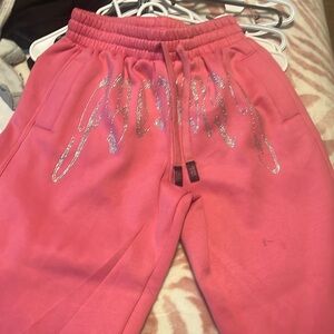 Pink bedazzled fb county sweat pants